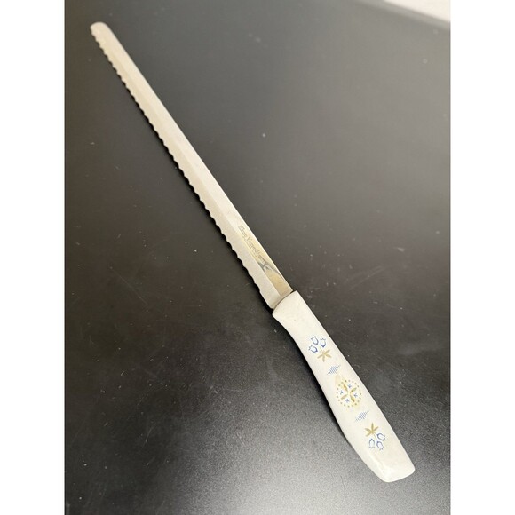 Ekco Vanadium Blue Dutch Tulip Knife Hollow Ground Bread Carving 14” VTG - Picture 2 of 6